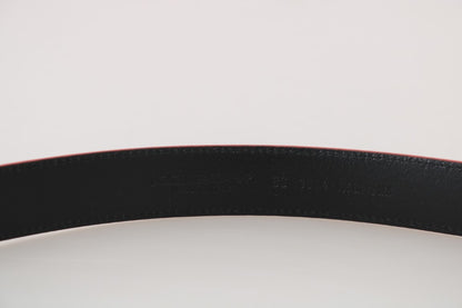 Dolce & Gabbana  Red Leather Gray Brushed Buckle Mens Belt