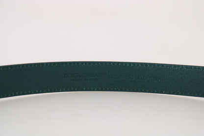 Green Leather Silver Adjustable Buckle Belt