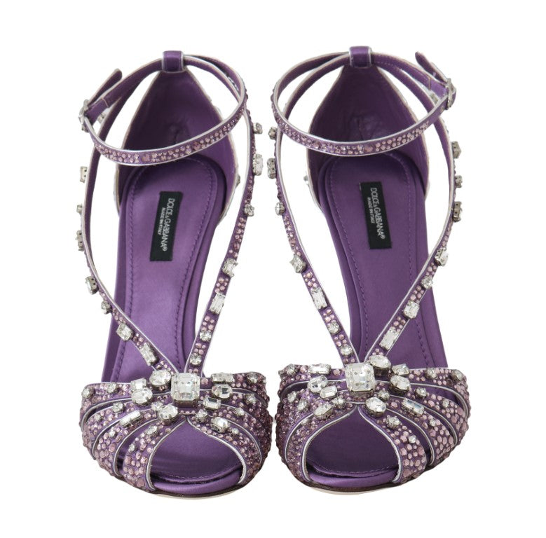 Purple Silk Crystal Strass Sandals