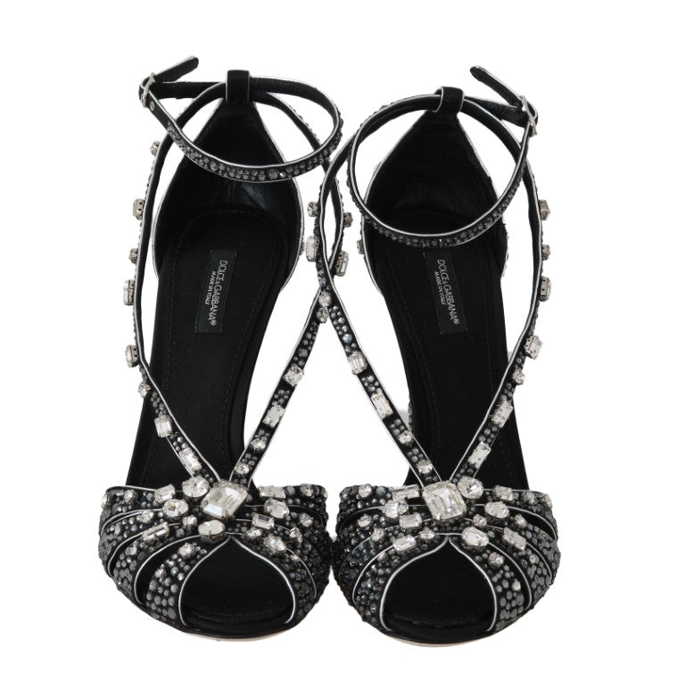 Black Silk Crystal Strass Sandal
