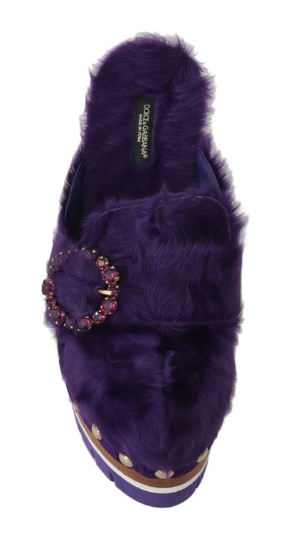 Purple Xiangao Fur Crystal Mules