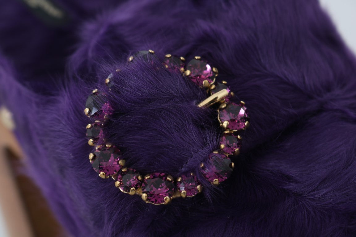 Purple Xiangao Fur Crystal Mules
