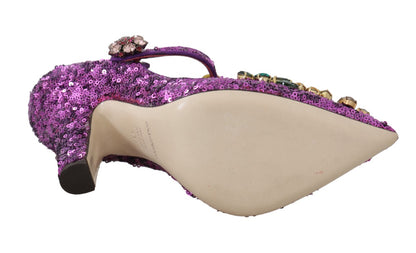 Purple Sequin Leather Crystal Sandal