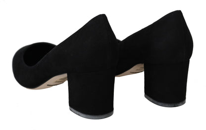 Black Suede Leather Pumps Heels