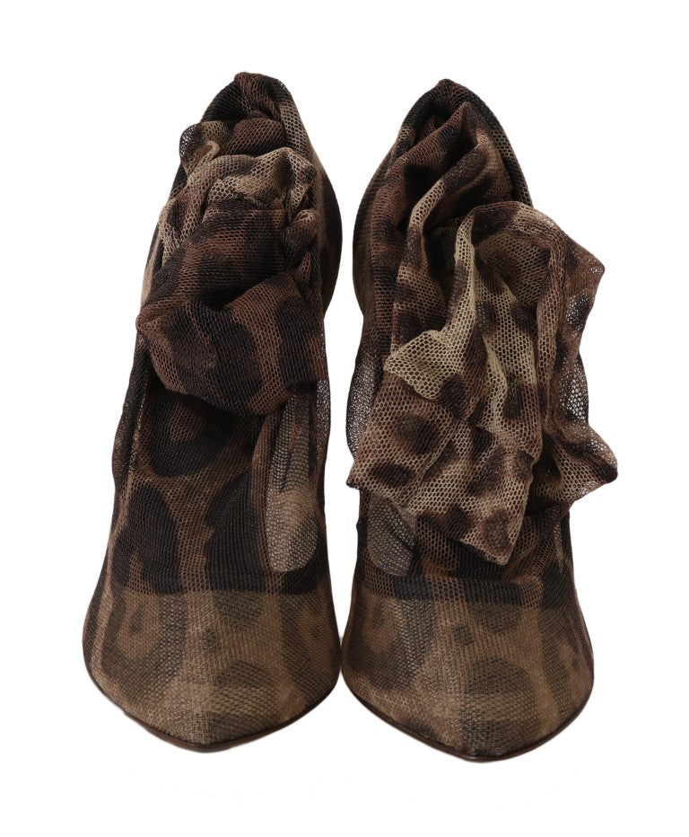 Elegant Leopard Print Sock Pumps Heels