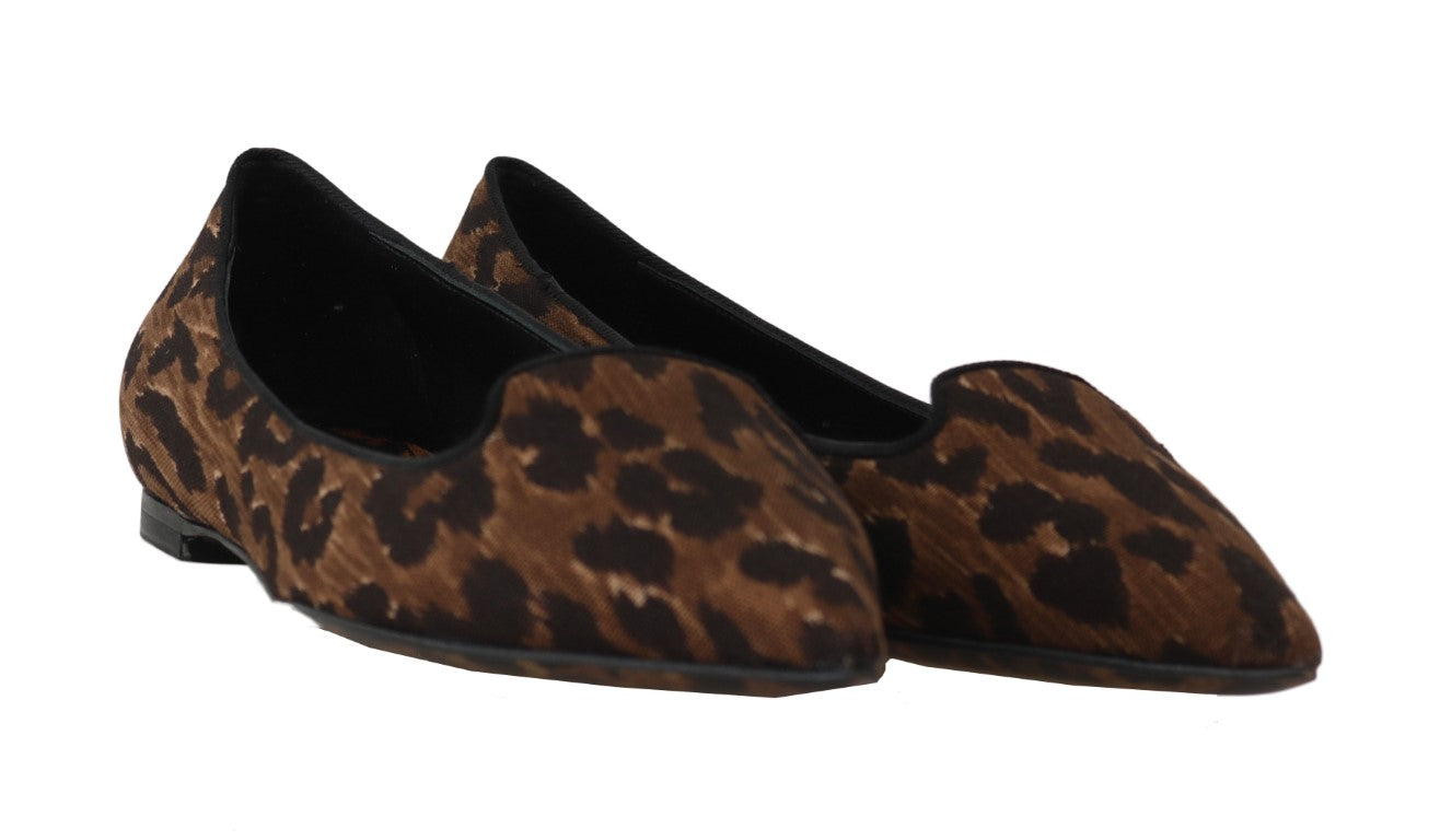 Brown Cotton Leopard Ballet Flats