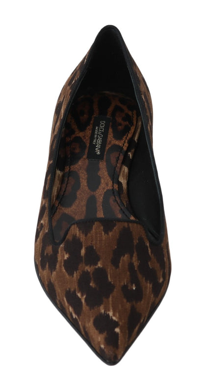 Brown Cotton Leopard Ballet Flats