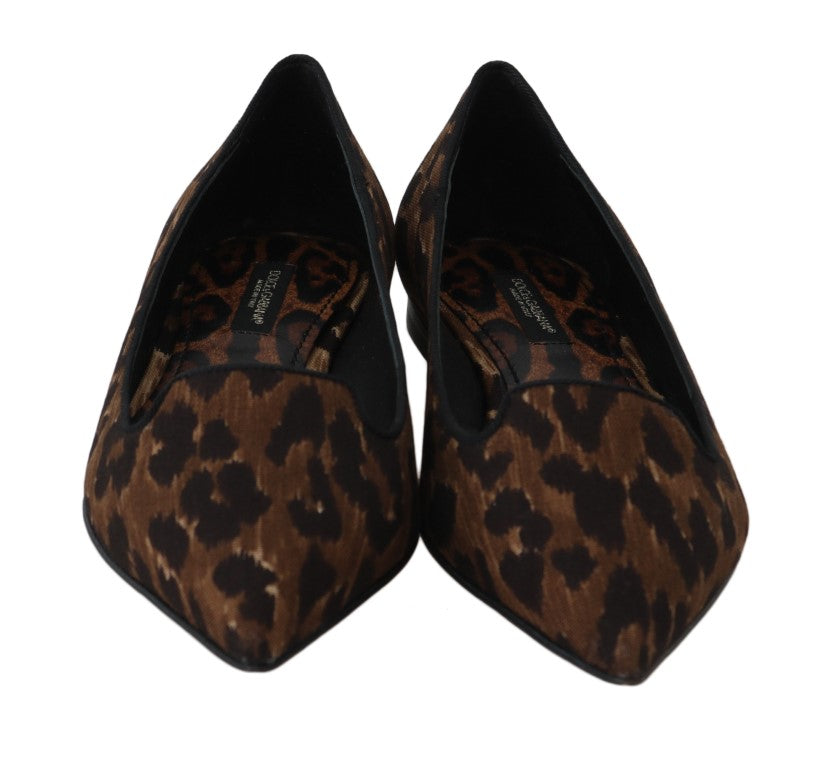 Brown Cotton Leopard Ballet Flats