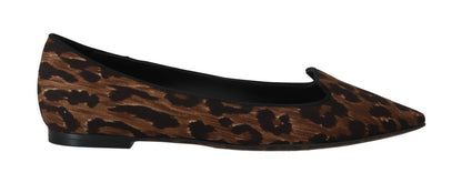 Brown Cotton Leopard Ballet Flats