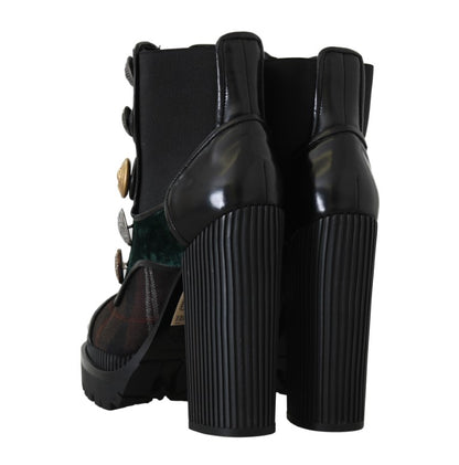 Dolce & Gabbana Black Green Leather Chelsea Boots