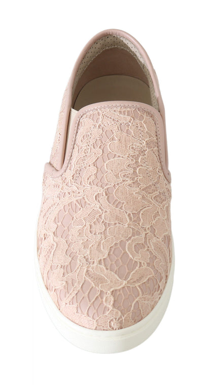 Pink Leather Lace Slip On Loafers