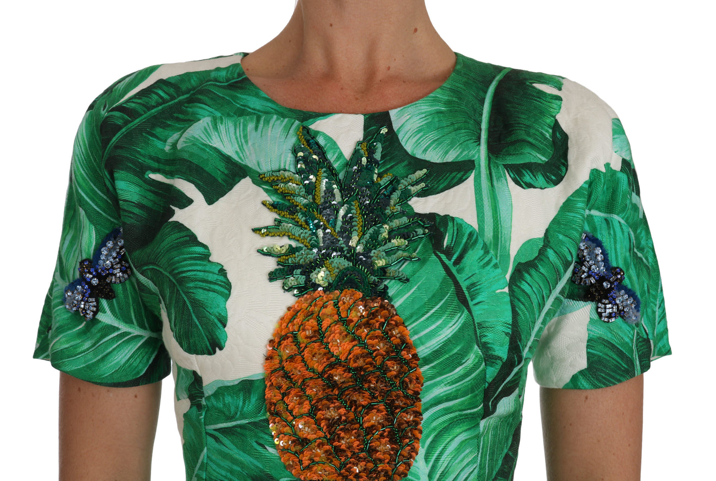 A-Line Banana Leaf Pineapple Crystal Dress