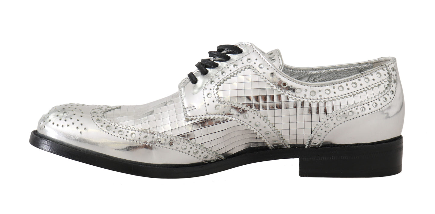 Silver Leather Mirrored Shiny Brogues