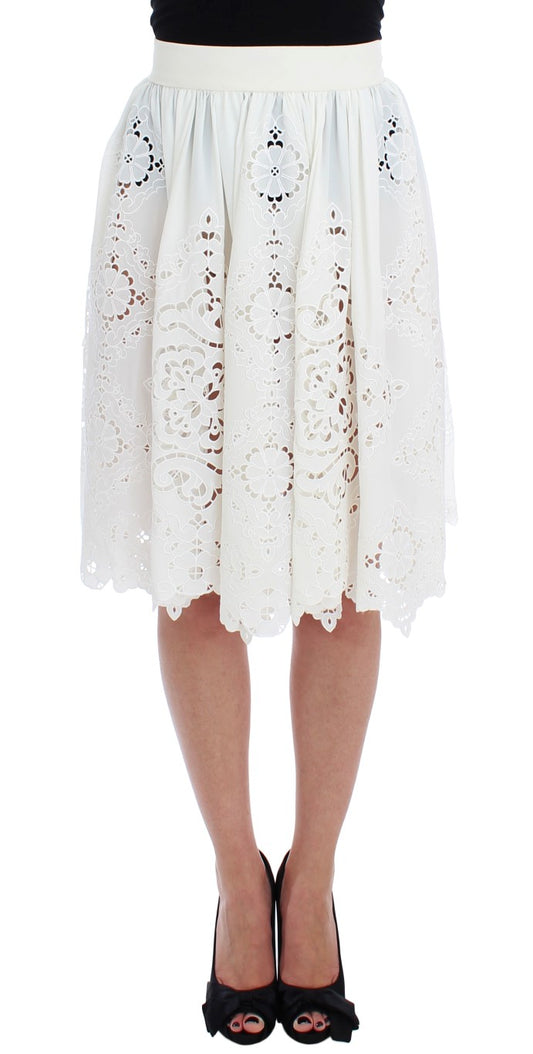Elegant Floral Ricamo Silk Skirt