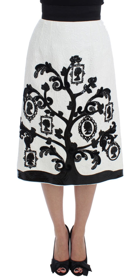 Elegant Floral Brocade High-Waist Skirt