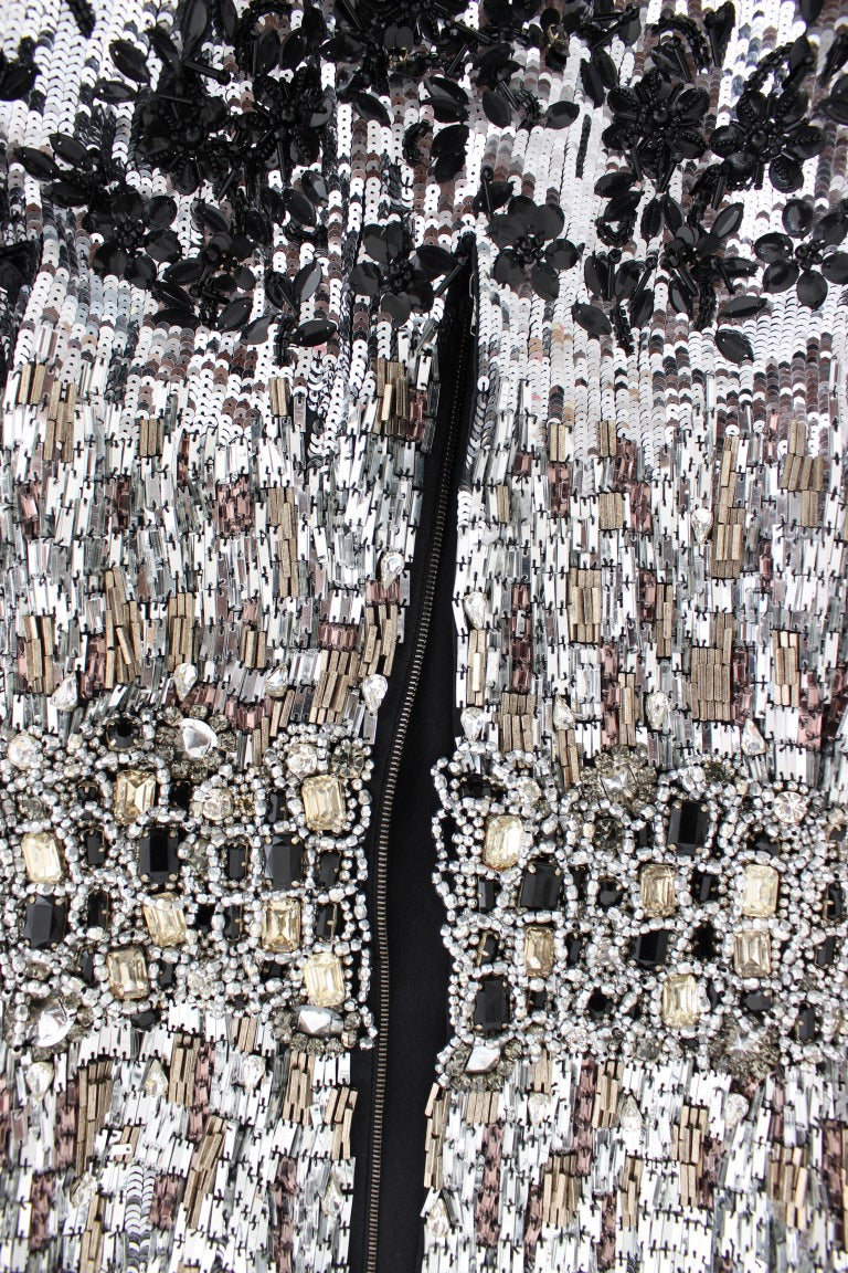 Silver Crystal Embellished Shift Dress Masterpiece