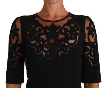 Black Floral Cut Out Pattern Coctail Dress