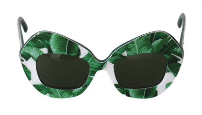 Green DG4290 Banana Leaves Pattern Rectangle Sunglasses
