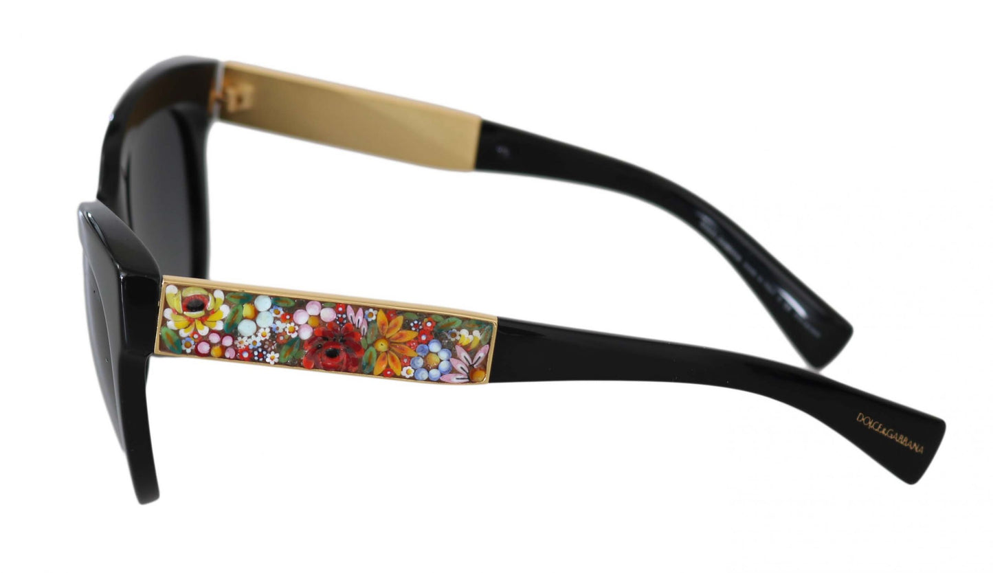 Black DG4215 Floral Applique Logo Butterfly Sunglasses