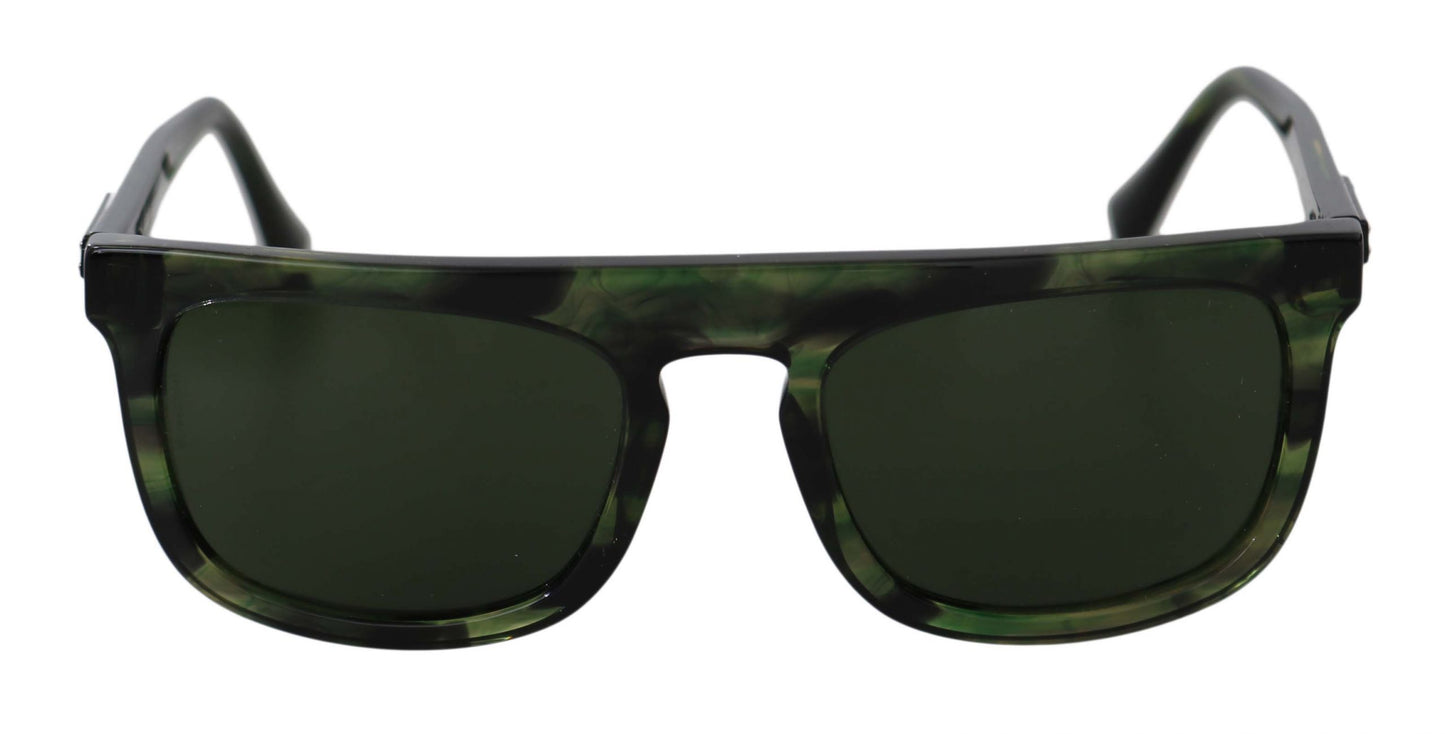 Green Rectangle DG4288 Black Pattern Logo Sunglasses
