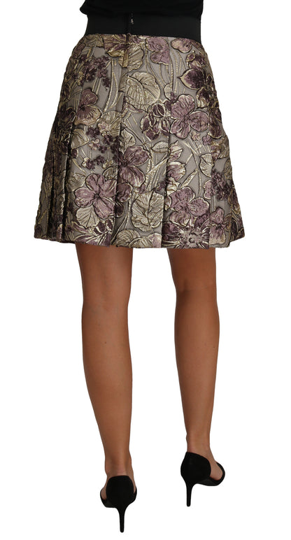 Elegant Floral A-Line Jacquard Skirt