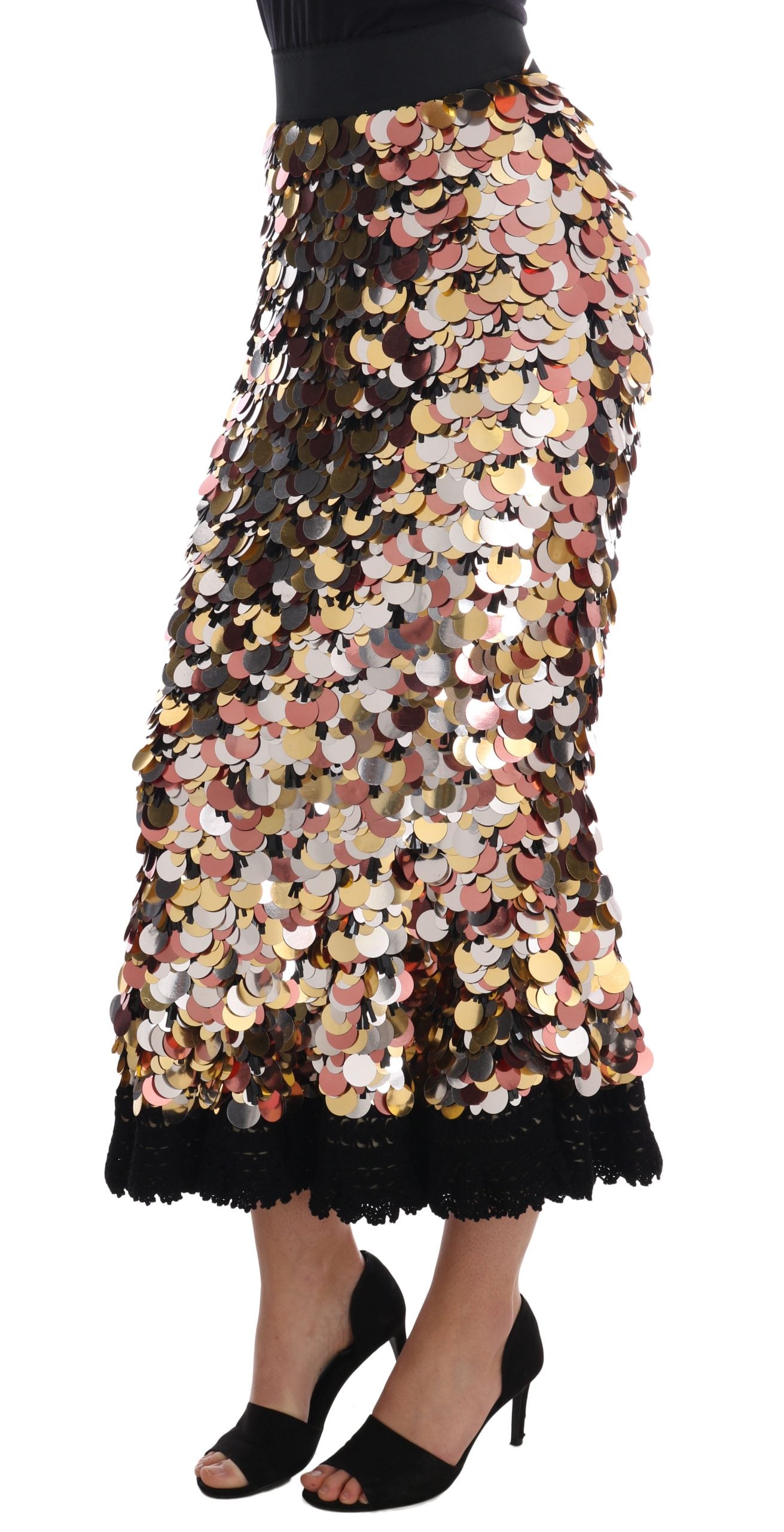 Sequin Embellished High-Waist Pencil Skirt
