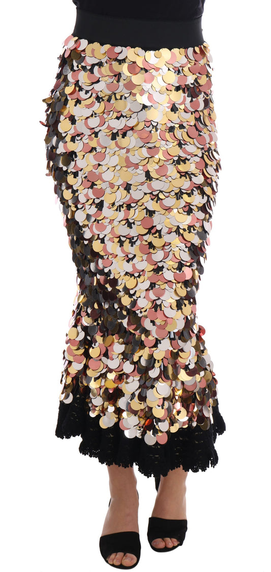 Sequin Embellished High-Waist Pencil Skirt