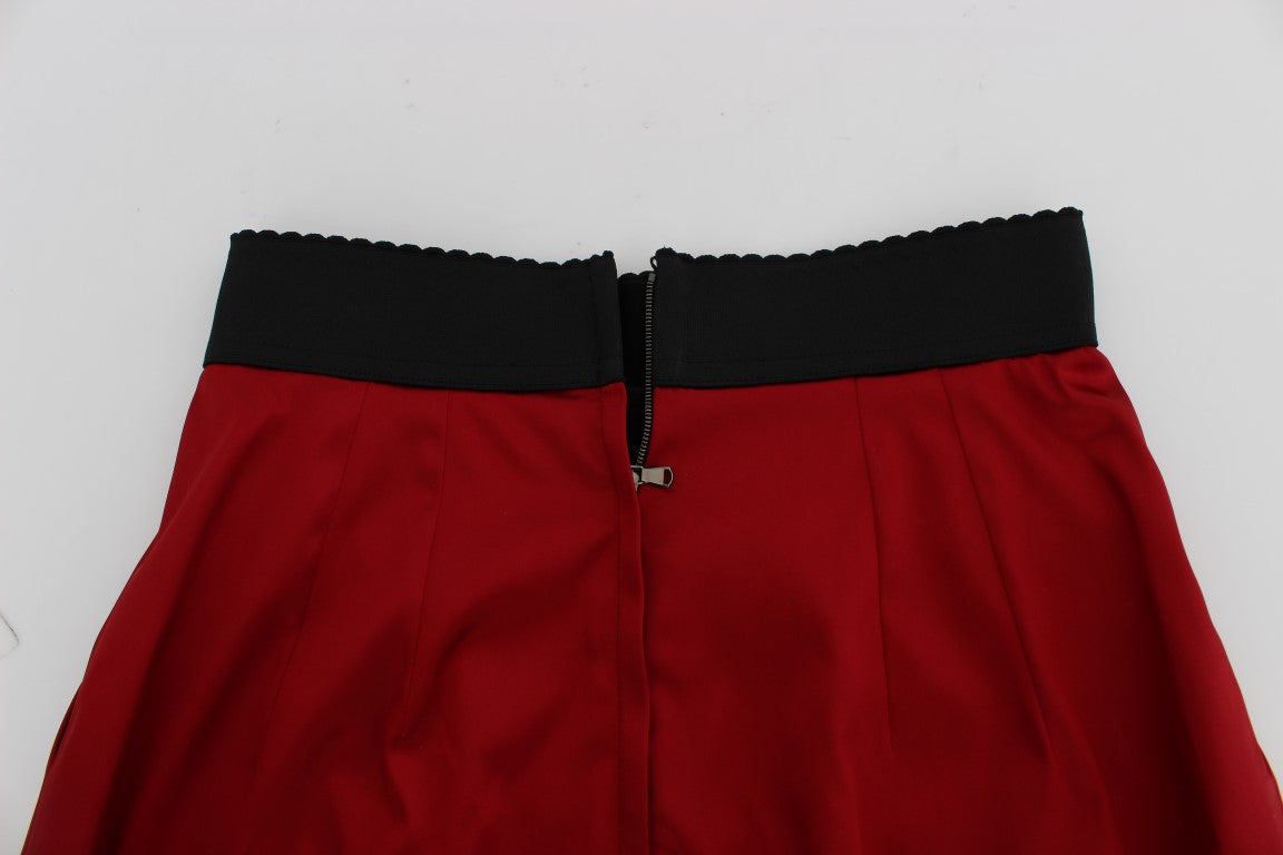 Elegant Red Lace High-Waist Skirt