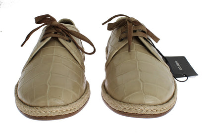 Dolce & Gabbana Beige Crocodile Skin Laceups Dress Shoes