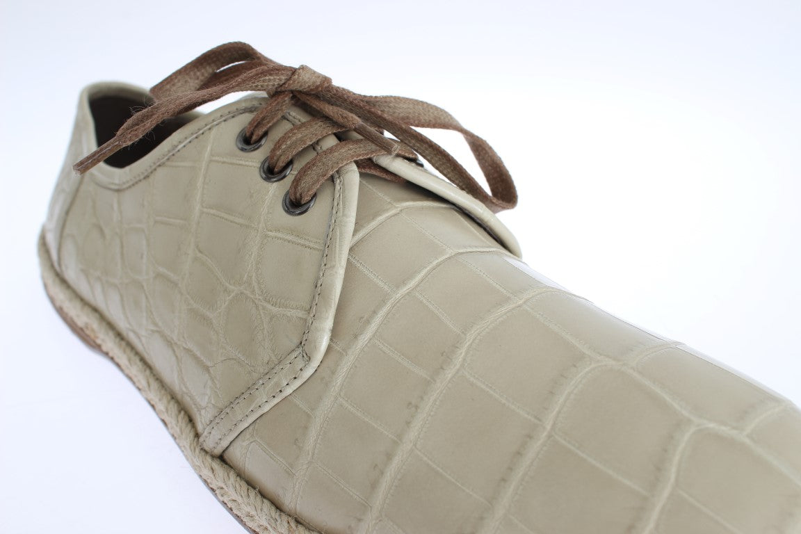 Dolce & Gabbana Beige Crocodile Skin Laceups Dress Shoes