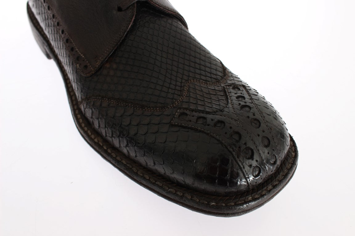 Brown Python Snakeskin Kangaroo Shoes