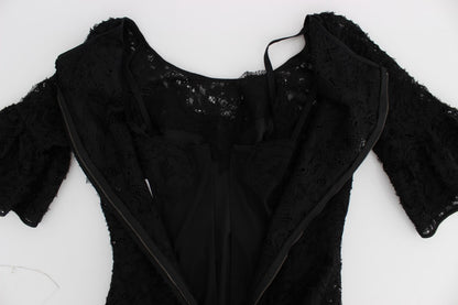 Elegant Black Floral Lace Maxi Dress