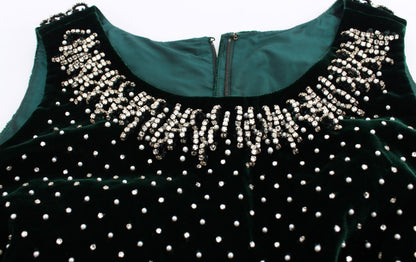 Enchanted Emerald Velvet Crystal Maxi Dress