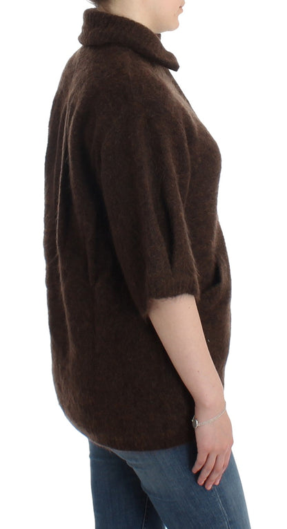 Elegant Short Sleeved Brown Cardigan