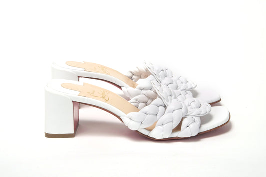 White Plaited High Heel Sandals