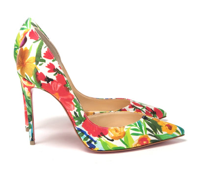Multicolor Flower Printed High Heels Pumps Shoes