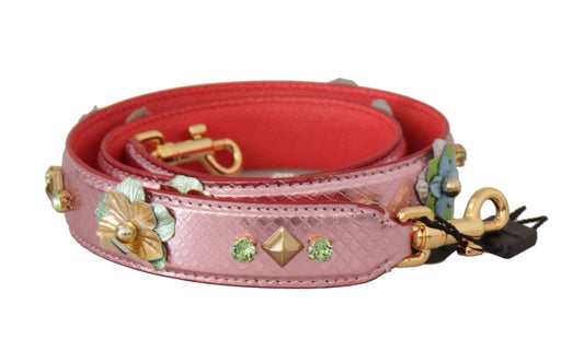Elegant Metallic Pink Leather Shoulder Strap