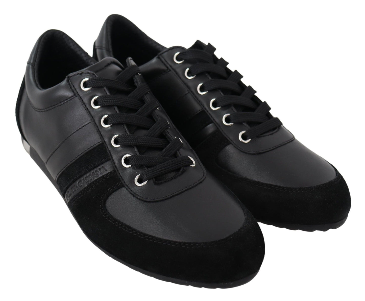 Elegant Black Leather Sport Sneakers