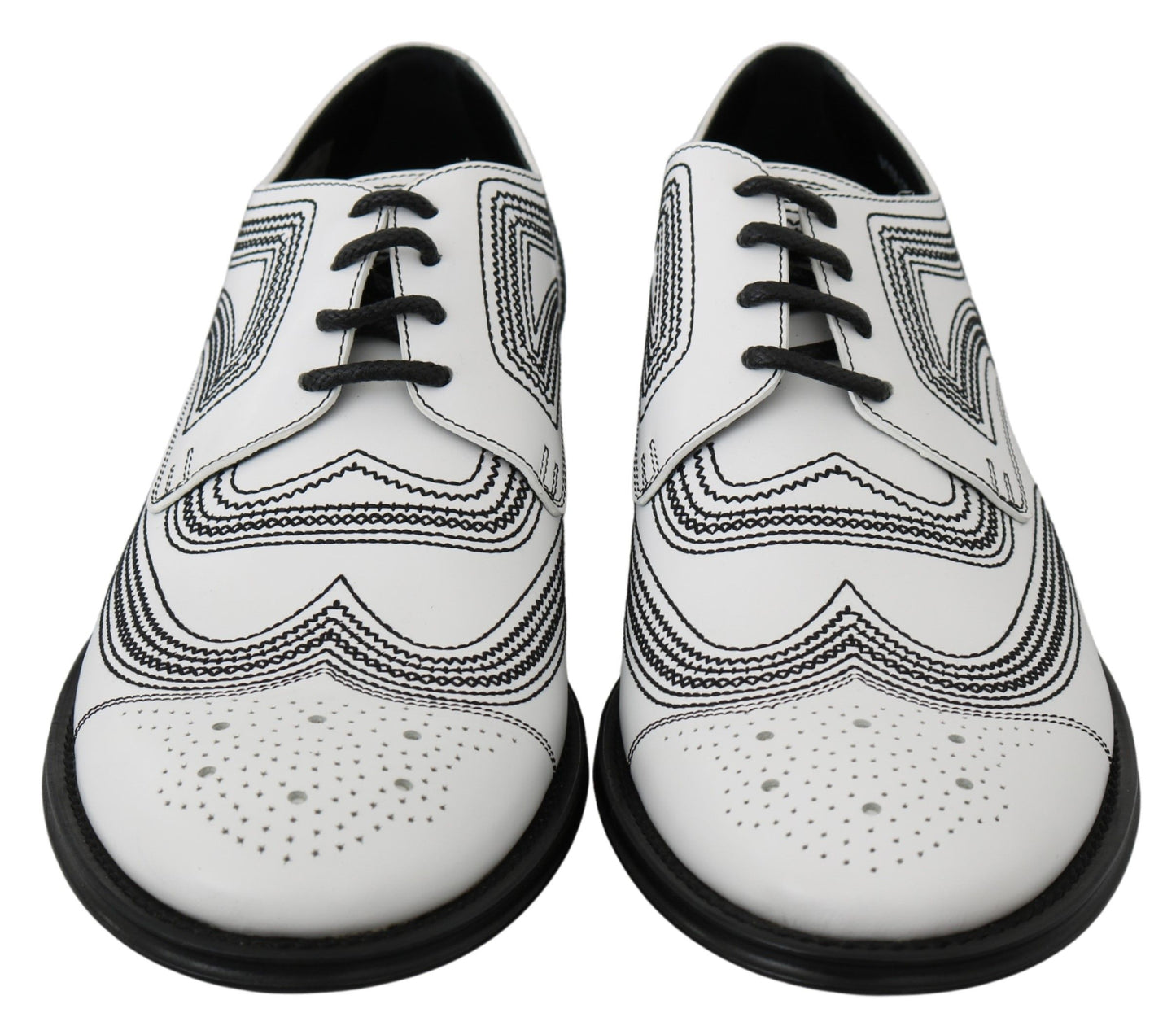 Elegant White Leather Derby Shoes