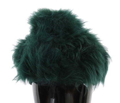 Green Fur DG Logo Embroidered Cloche Hat