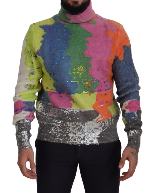 Multicolor Turtleneck TV Motive Sweater