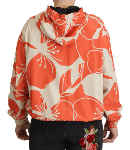 Elegant Floral Zip Hooded Sweater