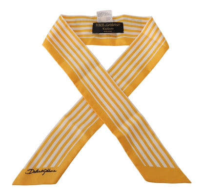 Yellow Stripes Twill Silk Foulard ShawlScarf