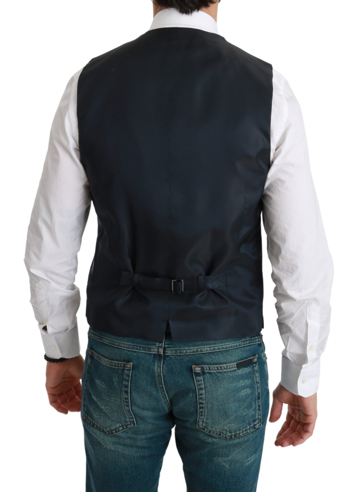 Blue Waistcoat Formal Stretch Wool Vest