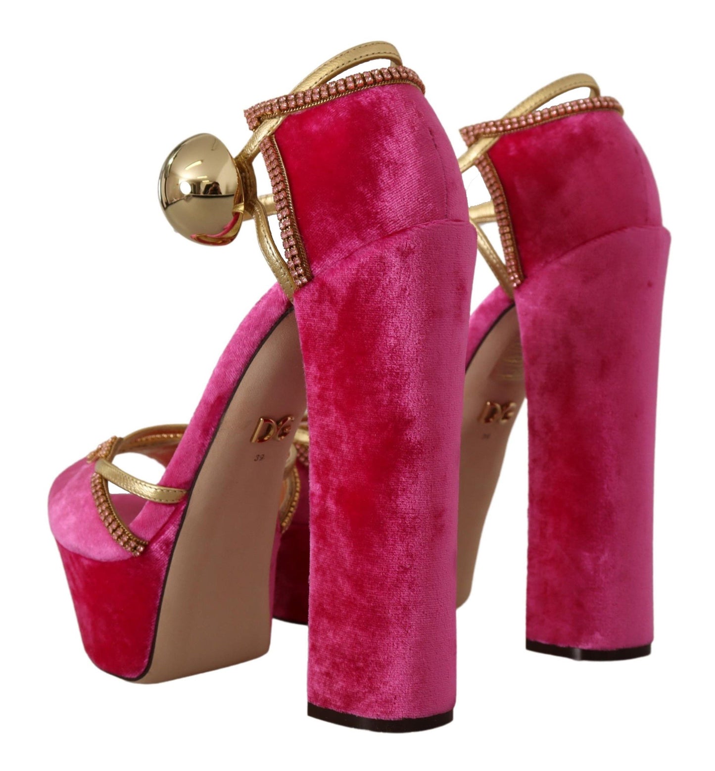 Ethereal Pink Velvet Crystal Sandals