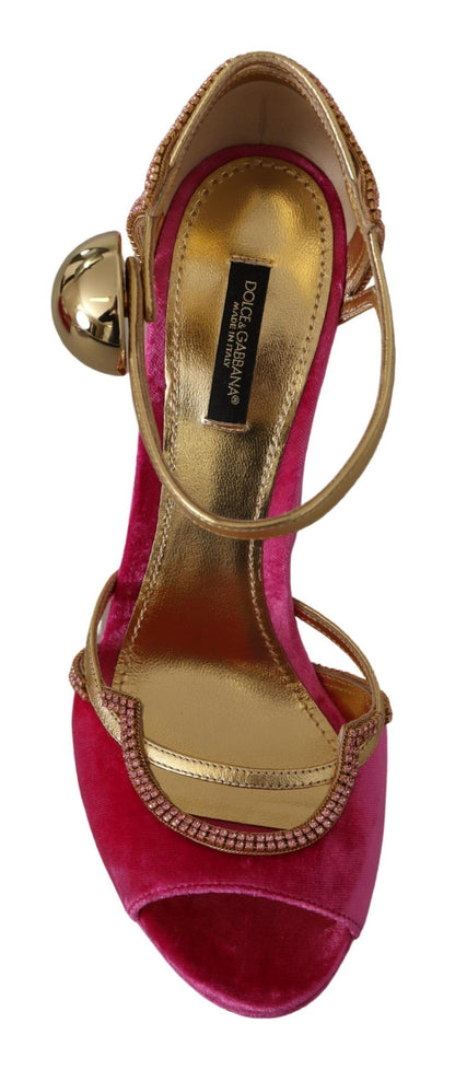 Ethereal Pink Velvet Crystal Sandals