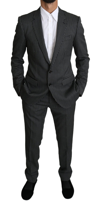 Elegant Striped Wool-Silk Two-Piece Suit