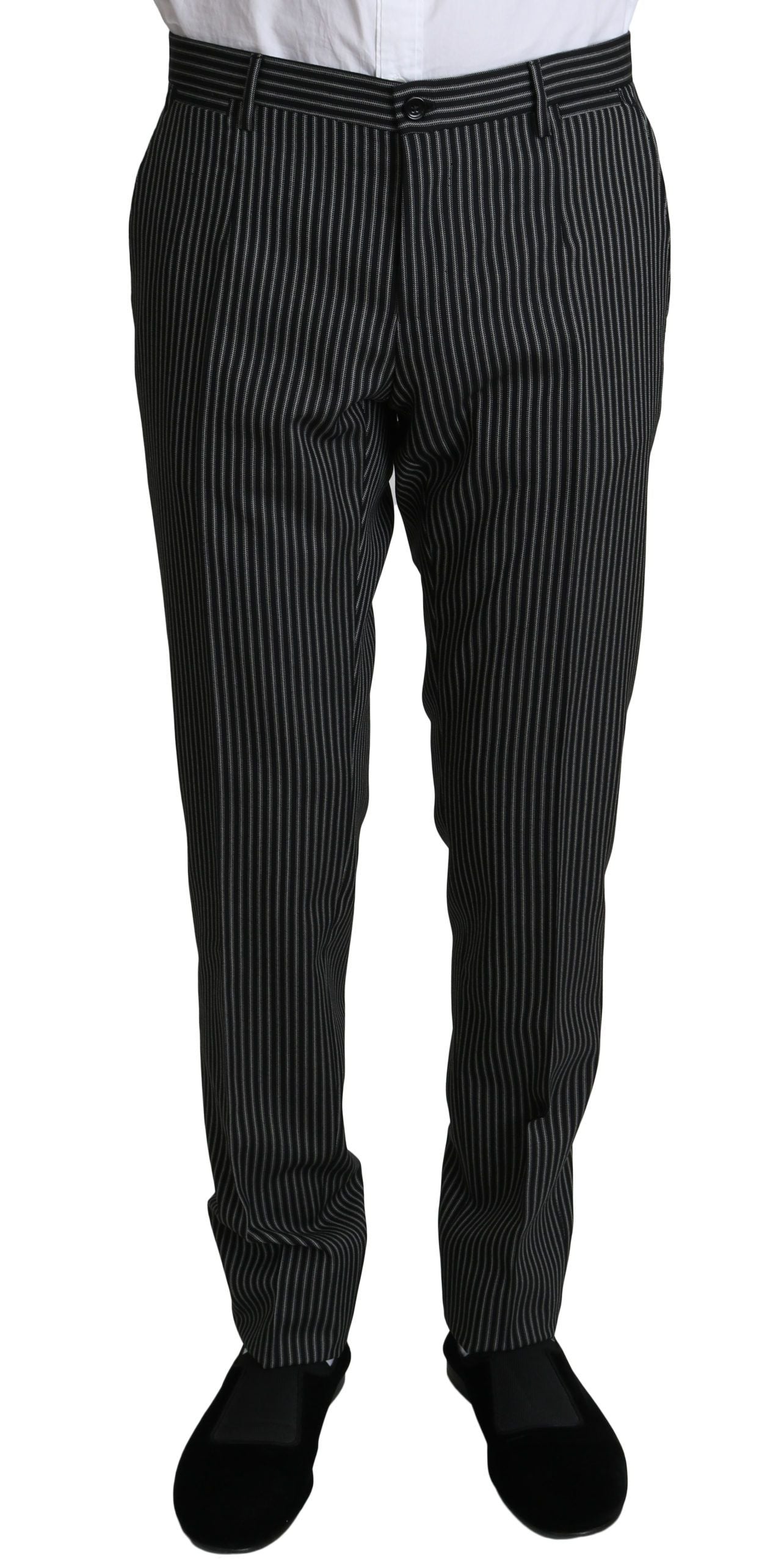 Elegant Striped Wool-Silk Two-Piece Suit