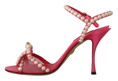 Elegant Pink Pearl Embellished Heels Sandals