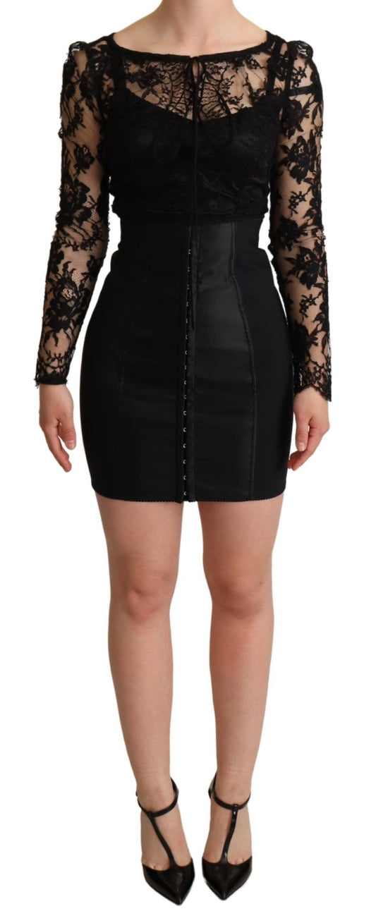 Elegant Black Lace Mini-Dress Delight
